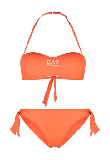 Ea7 Emporio Armani logo-print halterneck bikini set - Arancione