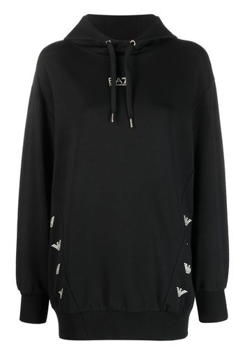 Ea7 Emporio Armani logo-print long-sleeve hoodie - Nero