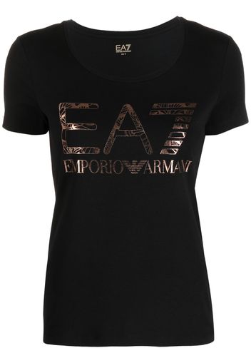 Ea7 Emporio Armani metallic logo-print T-shirt - Nero