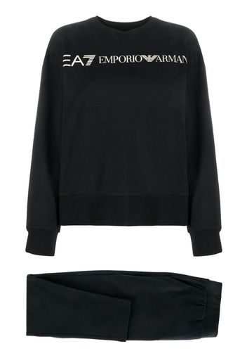 Ea7 Emporio Armani logo-print cotton tracksuit set - Nero