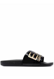 Ea7 Emporio Armani logo-embossed open-toe slides - Nero