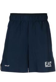 Ea7 Emporio Armani logo-print track shorts - Blu