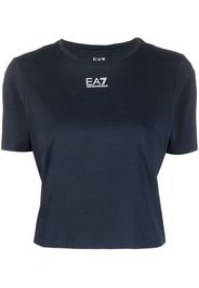 Ea7 Emporio Armani logo-print cropped t-shirt - Blu