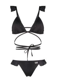 Ea7 Emporio Armani ruffled animal-print bikini set - Nero