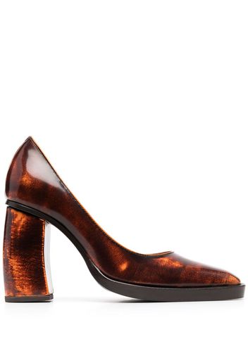 Eckhaus Latta square-toe leather pumps - Marrone