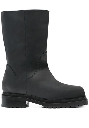 Eckhaus Latta Stivali con punta quadrata in pelle 45mm - STACKED BOOT 2 M - BLACK LEATHER