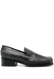 Eckhaus Latta contrast-stitching cracked-leather loafers - Nero