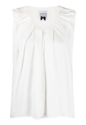 Edward Achour Paris Blusa smanicata con ruches - Bianco