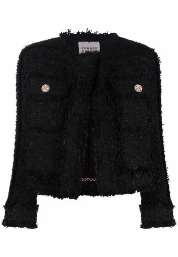 Edward Achour Paris fringe-trimmed tweed jacket - Nero