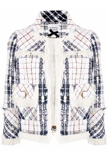 Edward Achour Paris checked fringe-trimmed tweed jacket - Bianco