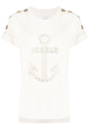 Edward Achour Paris T-shirt con bottoni sulle spalle - Bianco