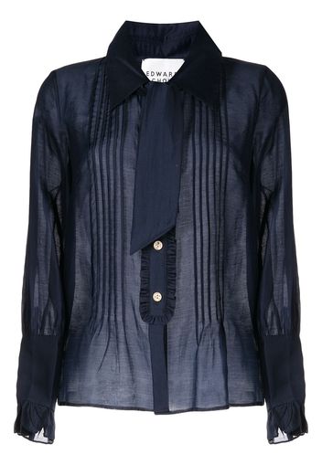 Edward Achour Paris bib-collar pleated blouse - Blu