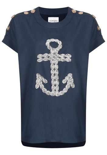 Edward Achour Paris button shoulder t-shirt - Blu