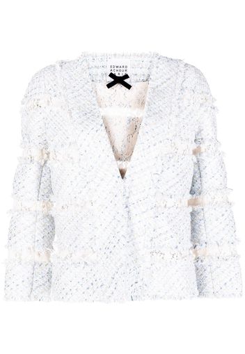 Edward Achour Paris lace-trim tweed jacket - Blu