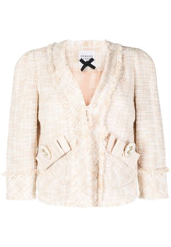 Edward Achour Paris bow-detail cropped tweed jacket - Rosa