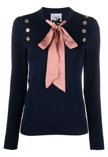 Edward Achour Paris bow-detail long-sleeve top - Blu