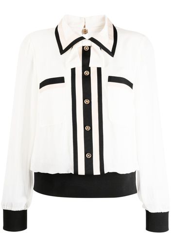 Edward Achour Paris two-tone design shirt blouse - Bianco