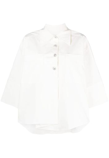 Edward Achour Paris draped oversized poplin shirt - Bianco