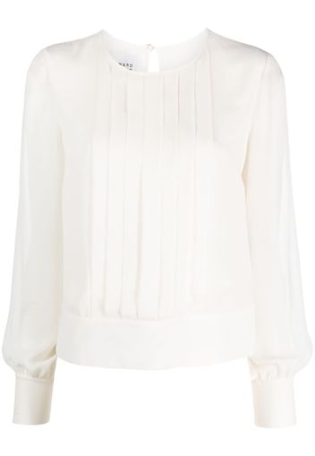 Edward Achour Paris boat-neck pleated blouse - Bianco