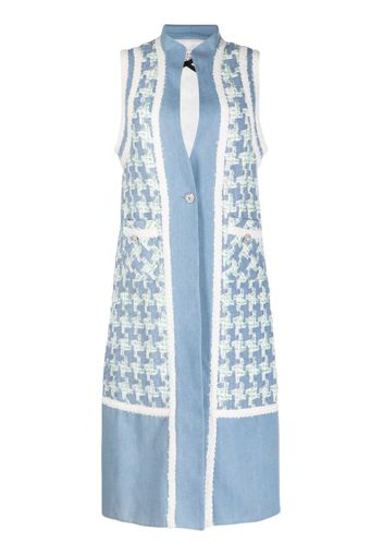 Edward Achour Paris contrast-trim bouclé gilet - Blu