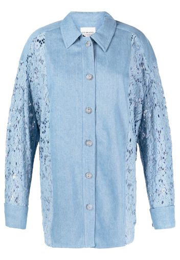 Edward Achour Paris lace-pattern denim shirt - Blu