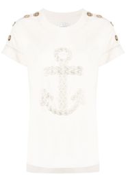 Edward Achour Paris T-shirt con bottoni sulle spalle - Bianco