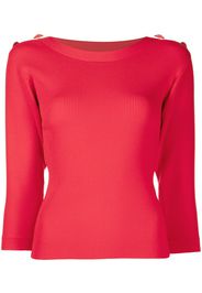 Edward Achour Paris button-detail wide neck top - Rosso