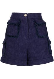 Edward Achour Paris tweed pocketed shorts - Blu