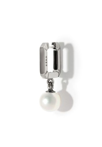 EÉRA 18kt white gold enamel pearl huggie earring - Silver