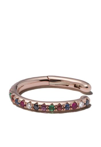 Ear cuff arcobaleno in oro rosa 14kt con diamanti e rubini