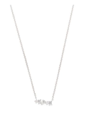 Ef Collection 14kt white gold mini diamond bar necklace - Argento