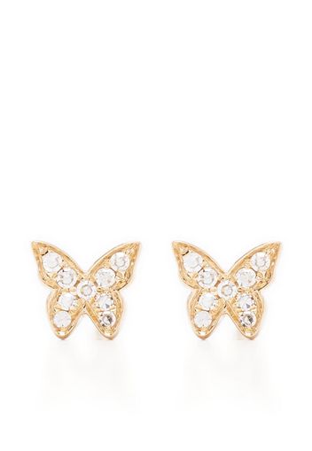 Ef Collection 14kt yellow gold Baby Butterfly diamond earring - Oro