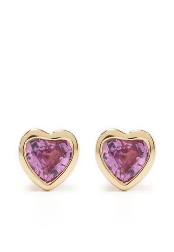 Ef Collection 14kt yellow gold Heart sapphire stud earrings - Oro