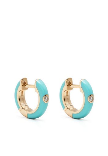 Ef Collection 14kt yellow gold enamel and diamond huggie earrings - Oro