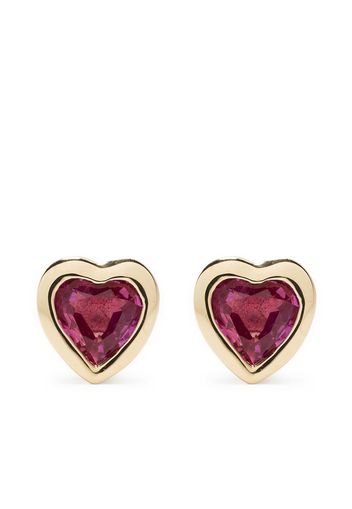 Ef Collection 14kt yellow gold Heart ruby stud earrings - Oro