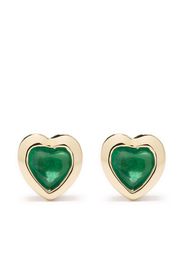 Ef Collection 14kt yellow gold Heart emerald stud earrings - Oro