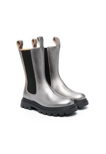 Eleventy Kids metallic-finish leather ankle-boots - Grigio