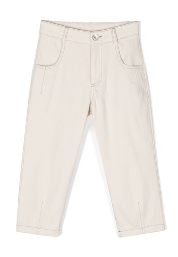 Eleventy Kids contrast-stitching cotton trousers - Toni neutri