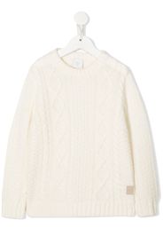 Eleventy Kids Aran-knit crew-neck jumper - Bianco