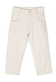 Eleventy Kids contrast-stitching cotton trousers - Toni neutri