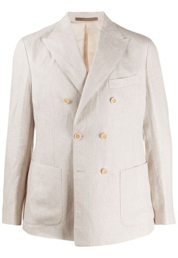 double-breasted linen blazer