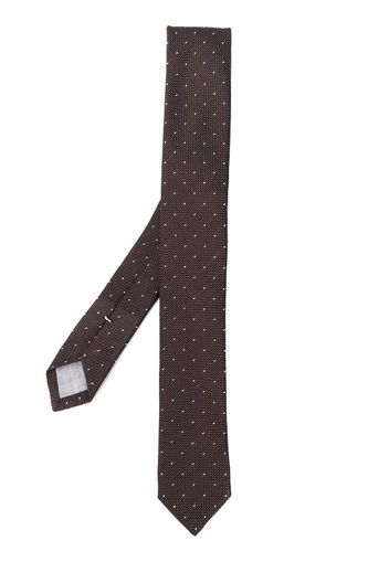 dotted grid slim silk tie