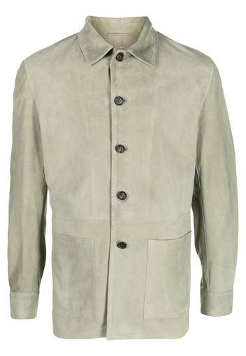 Eleventy button-up leather jacket - Verde