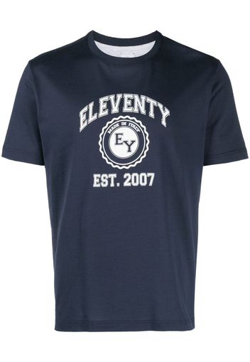 Eleventy T-shirt con stampa - Blu