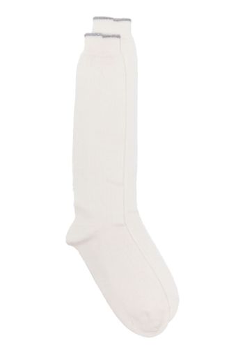 Eleventy ribbed knitted socks - Bianco