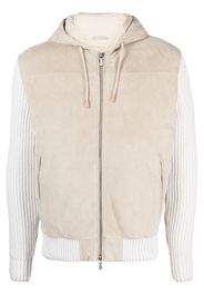 Eleventy suede-panels hooded bomber jacket - Toni neutri