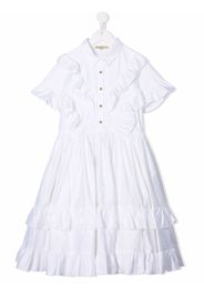 ELIE SAAB JUNIOR ruffled midi shirt dress - Bianco