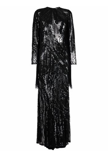 Elie Saab long bead-embellished gown - Nero