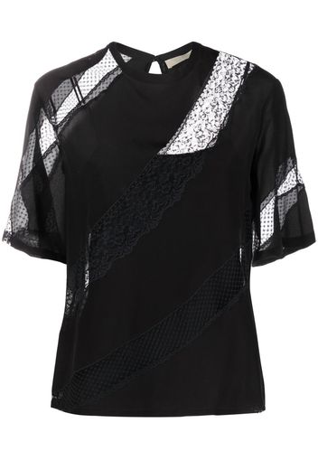 Elie Saab T-shirt con design a inserti - Nero