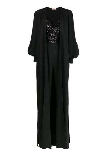 Elie Saab cape-detail sequined jumpsuit - Nero